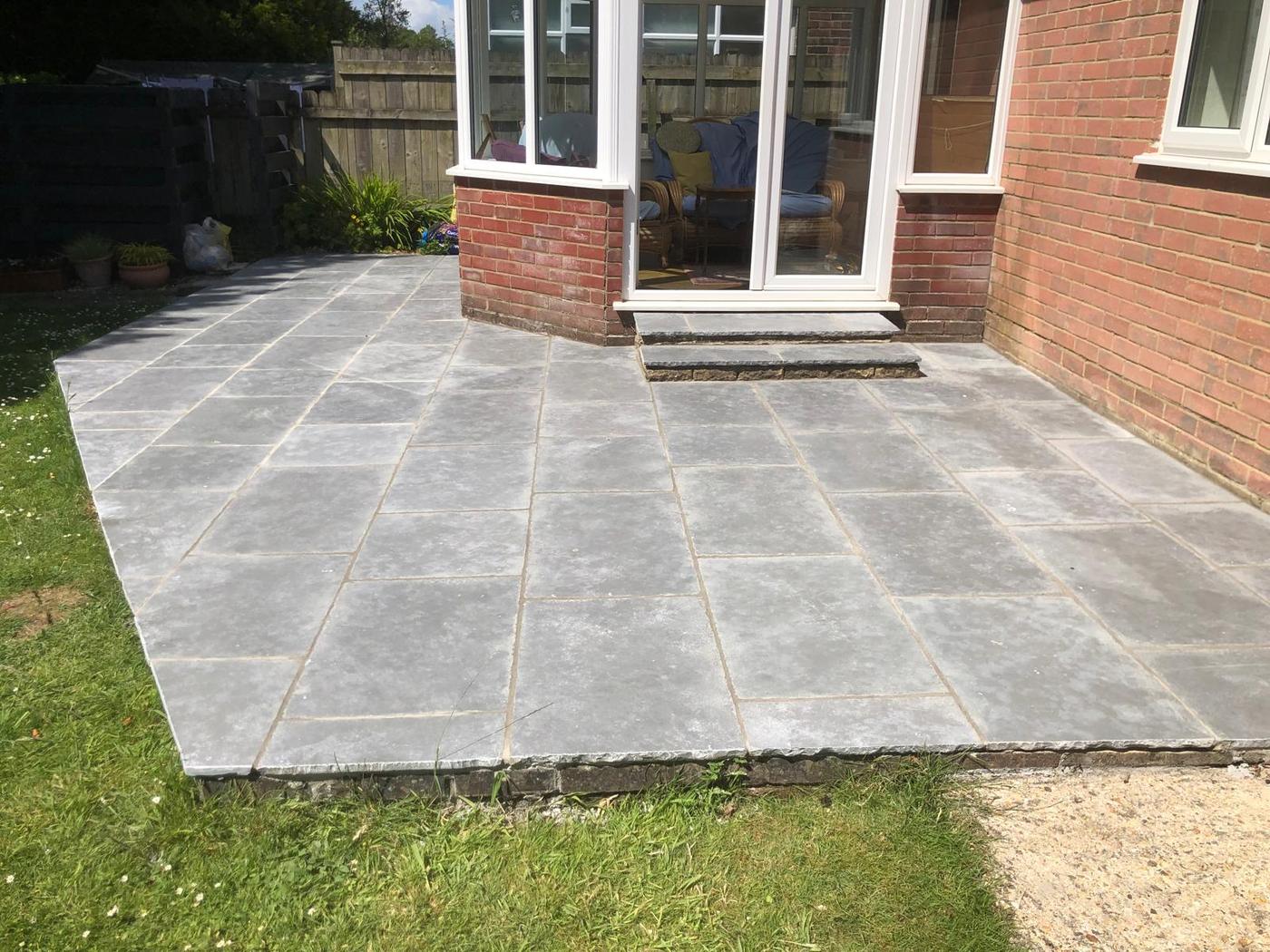 Limestone patio and step installed in Dorset