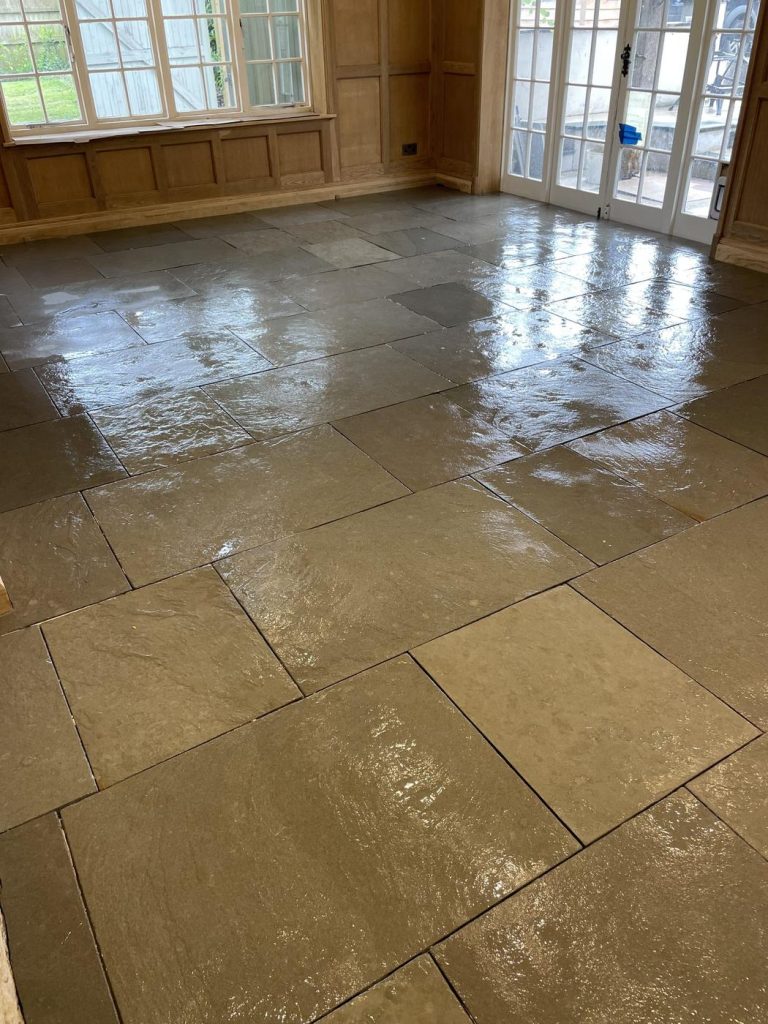 Ludlow Limestone sealed and ready for grout